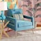 Baxton Studio Leland Glam and Luxe Light Blue Velvet Fabric and Gold Finished Armchair 182-11447-Zoro - alternate 4